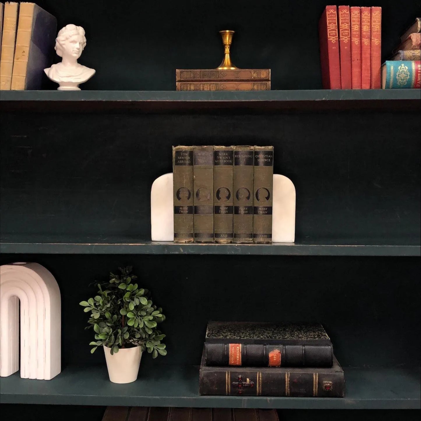 Classic Books by the Foot: Antique Mark Twain Classic American Library Decor, Hardcover Display