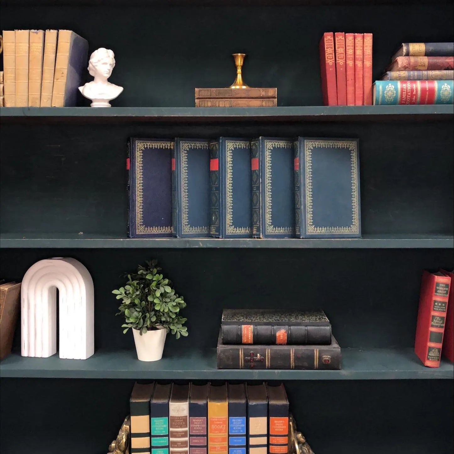 Classic Books by the Foot: Curated Vintage Classics Blue and Red Dark Academia Decor, Hardcover Display