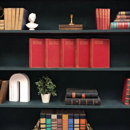 Classic Books by the Foot: Ornate Antique Red and Gold Robert Louis Stevenson Set, Display Hardcovers