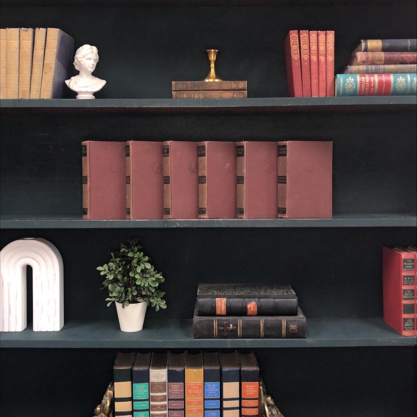 Classic Books by the Foot: Charels Dickens Antique Classic Library Decor, Display Hardcovers