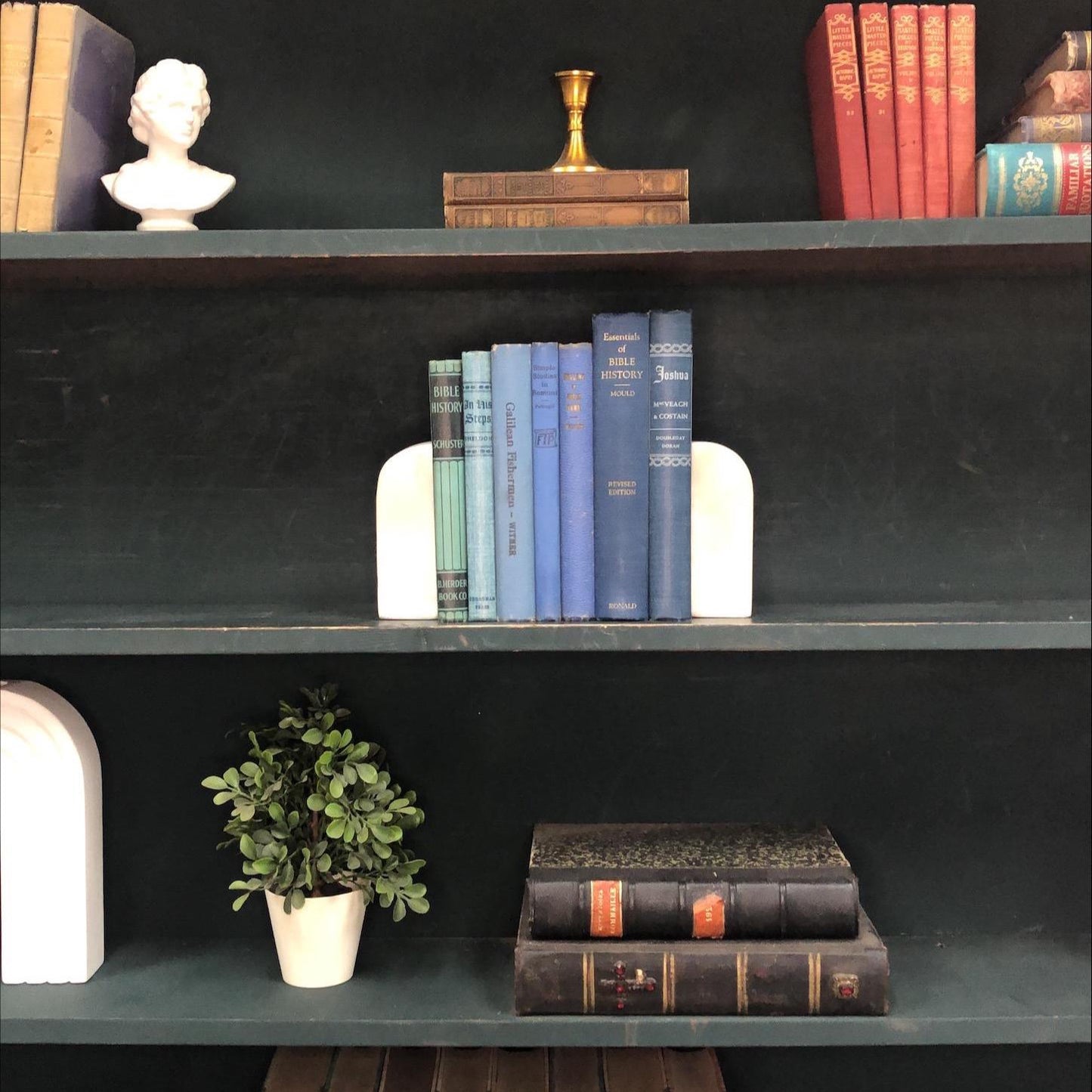 Classic Books by the Foot: Vintage Blue Theology Books Christian Library Decor, Display Hardcovers