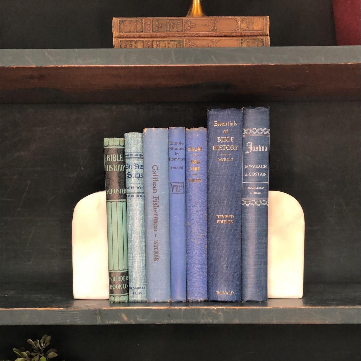 Classic Books by the Foot: Vintage Blue Theology Books Christian Library Decor, Display Hardcovers