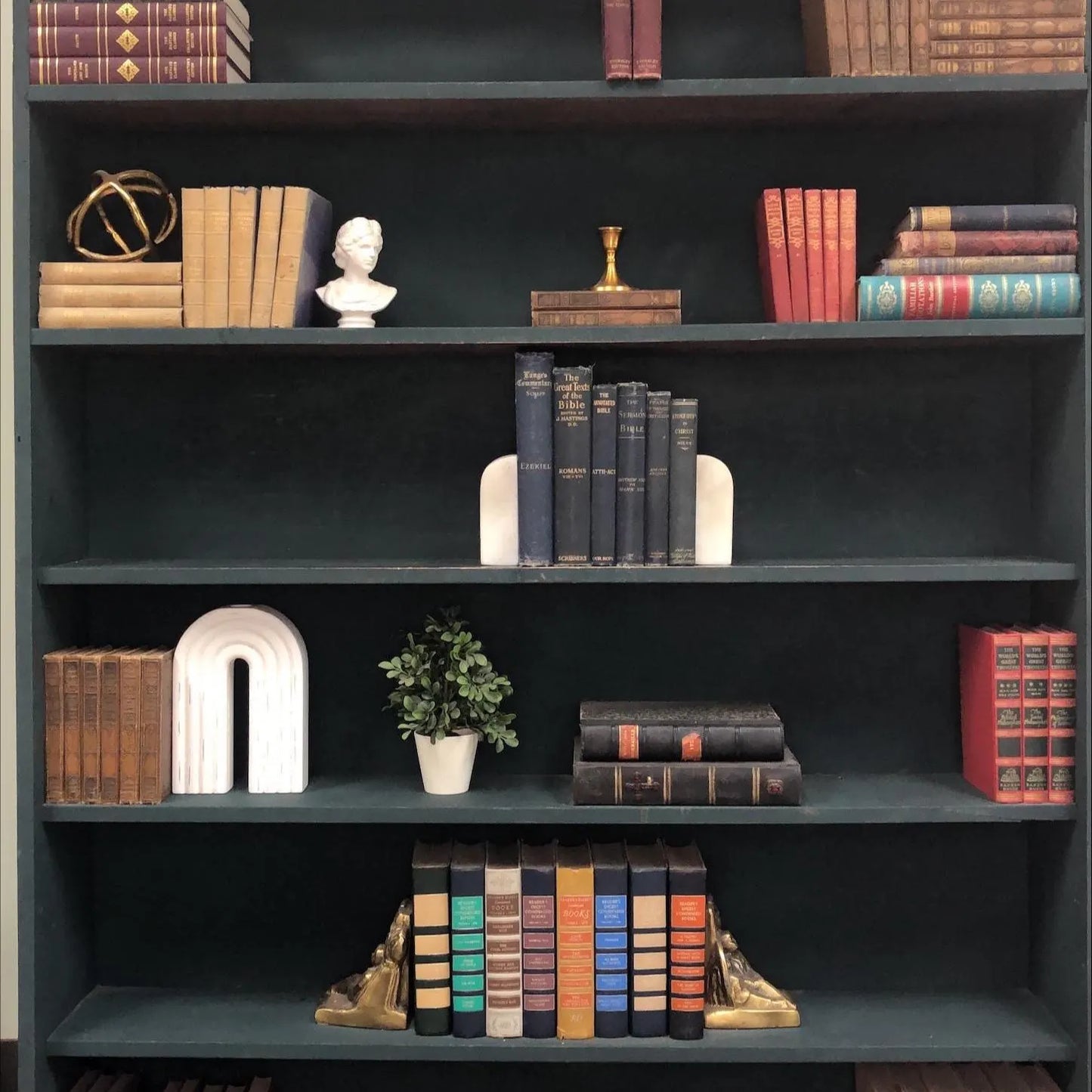 Classic Books by the Foot: Blue Antique Christian Theology Books Pastor Library Decor, Display Hardcover