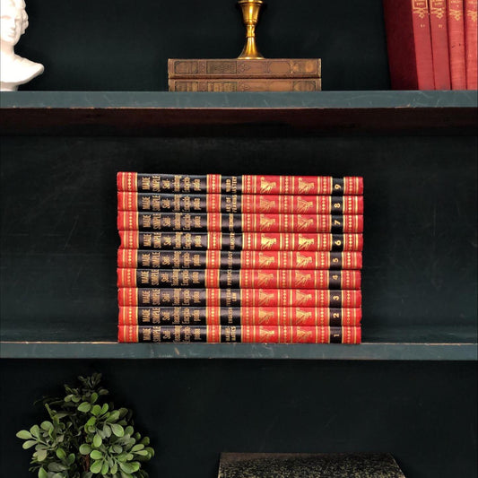 Classic Books by the Foot: Vintage Red Self-Teaching Encyclopedia Decorative Set, Display Hardcover