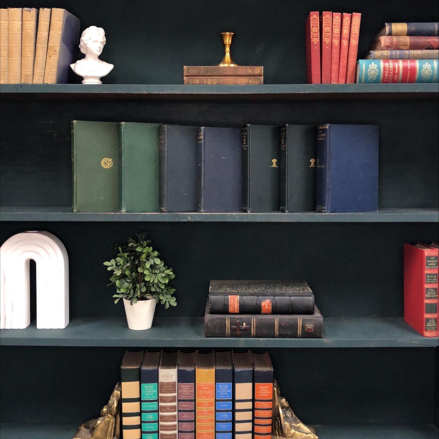 Classic Books by the Foot: Victorian Gentleman Library Decor Antique Green and Navy Classic Bundle, Display Hardcovers