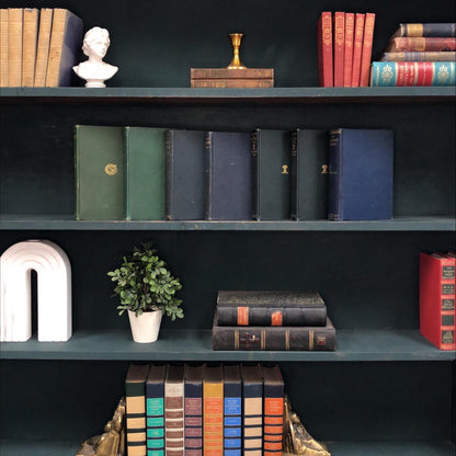 Classic Books by the Foot: Victorian Gentleman Library Decor Antique Green and Navy Classic Bundle, Display Hardcovers