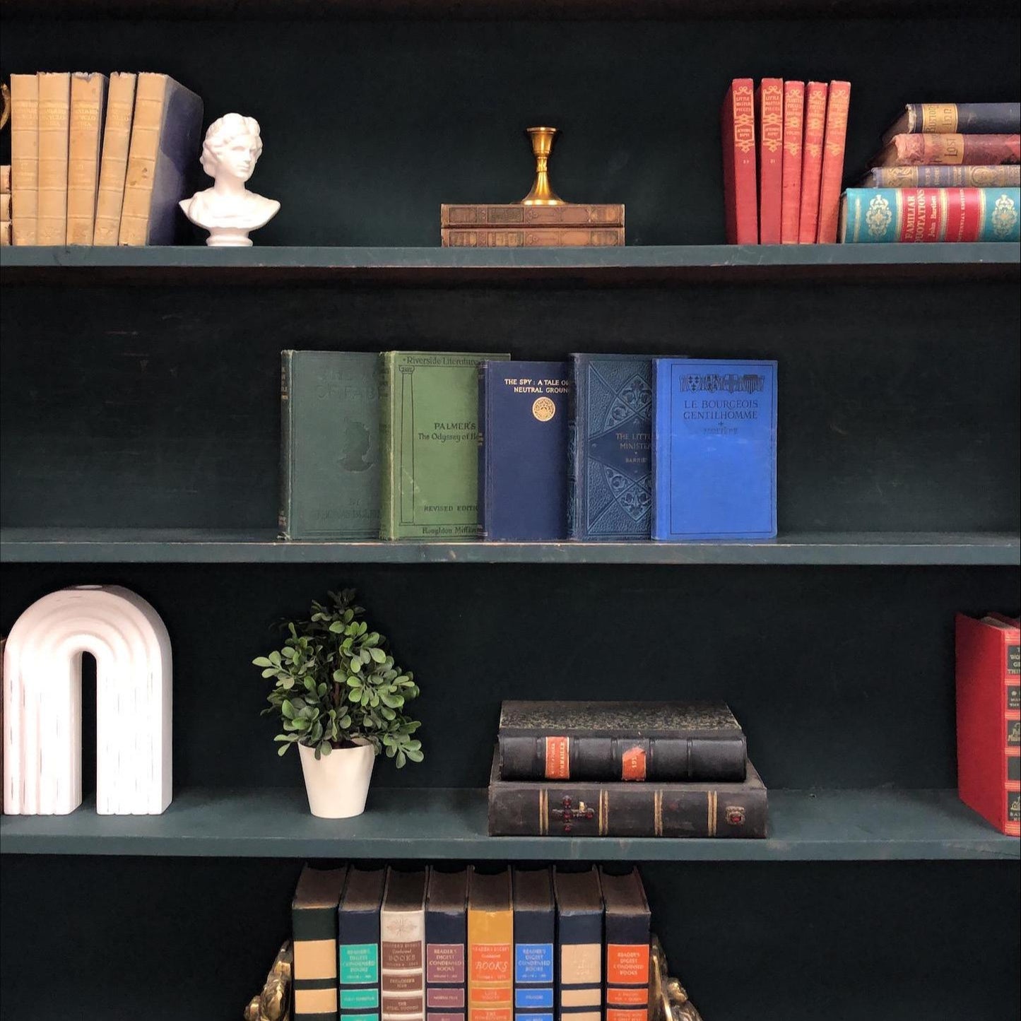 Classic Books by the Foot: Muted Antique Pocket Classics Set Dark Academia Library Decor, Display Hardcovers