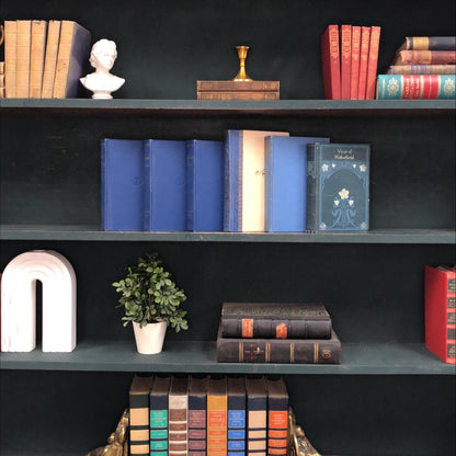 Classic Books by the Foot: Vintage Blue Literature Collection Old Classic Library Decor, Display Hardcovers set