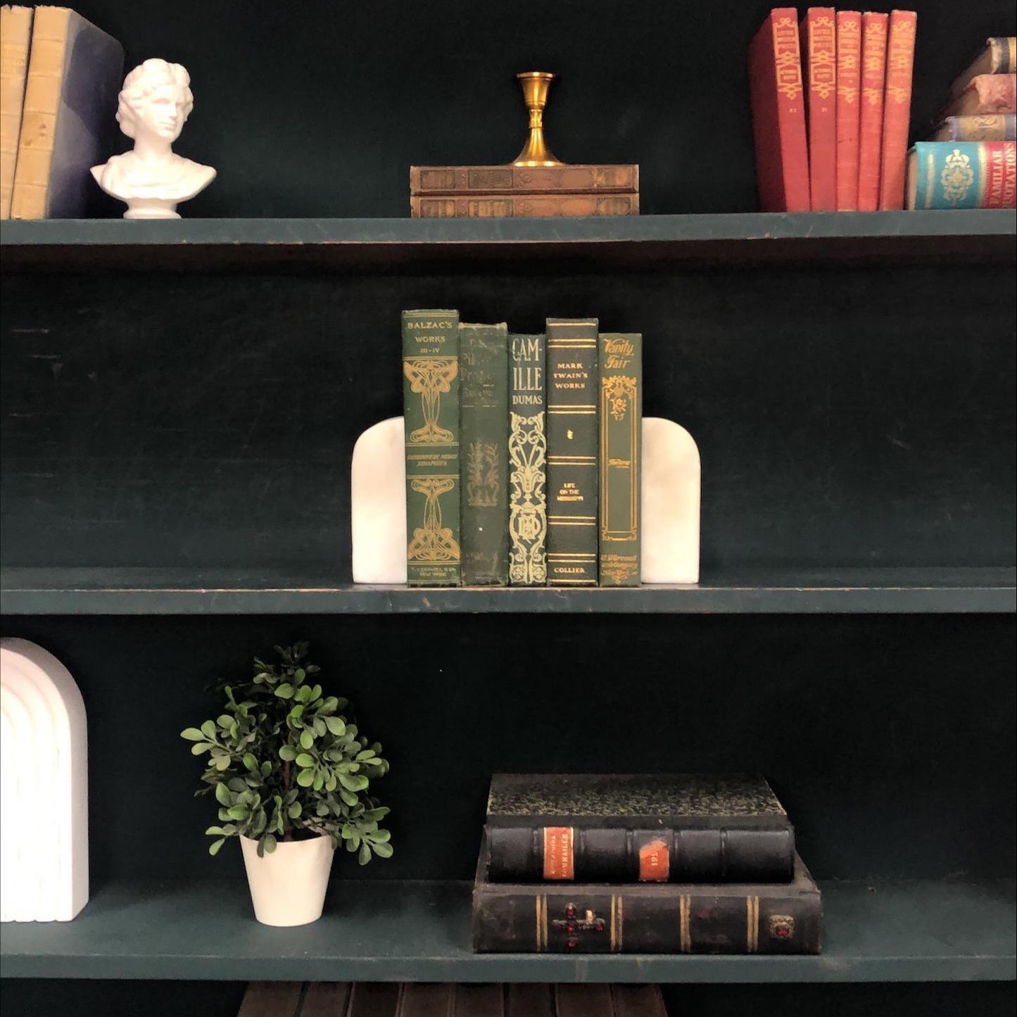 Classic Books by the Foot: Victorian Green Classic Book Bundle French and English Library Decor, Display Hardcovers set