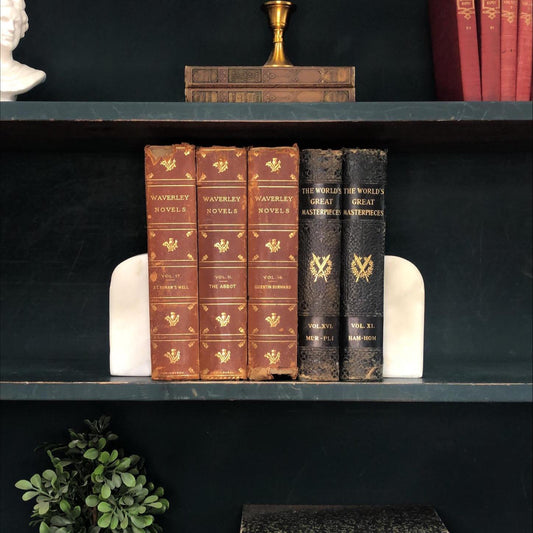Classic Books by the Foot: Antique Scottish Study Library Decor Waverly Novels World Masterpieces Set, Display Hardcovers set