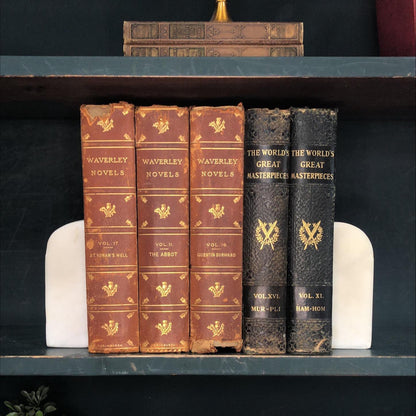 Classic Books by the Foot: Antique Scottish Study Library Decor Waverly Novels World Masterpieces Set, Display Hardcovers set