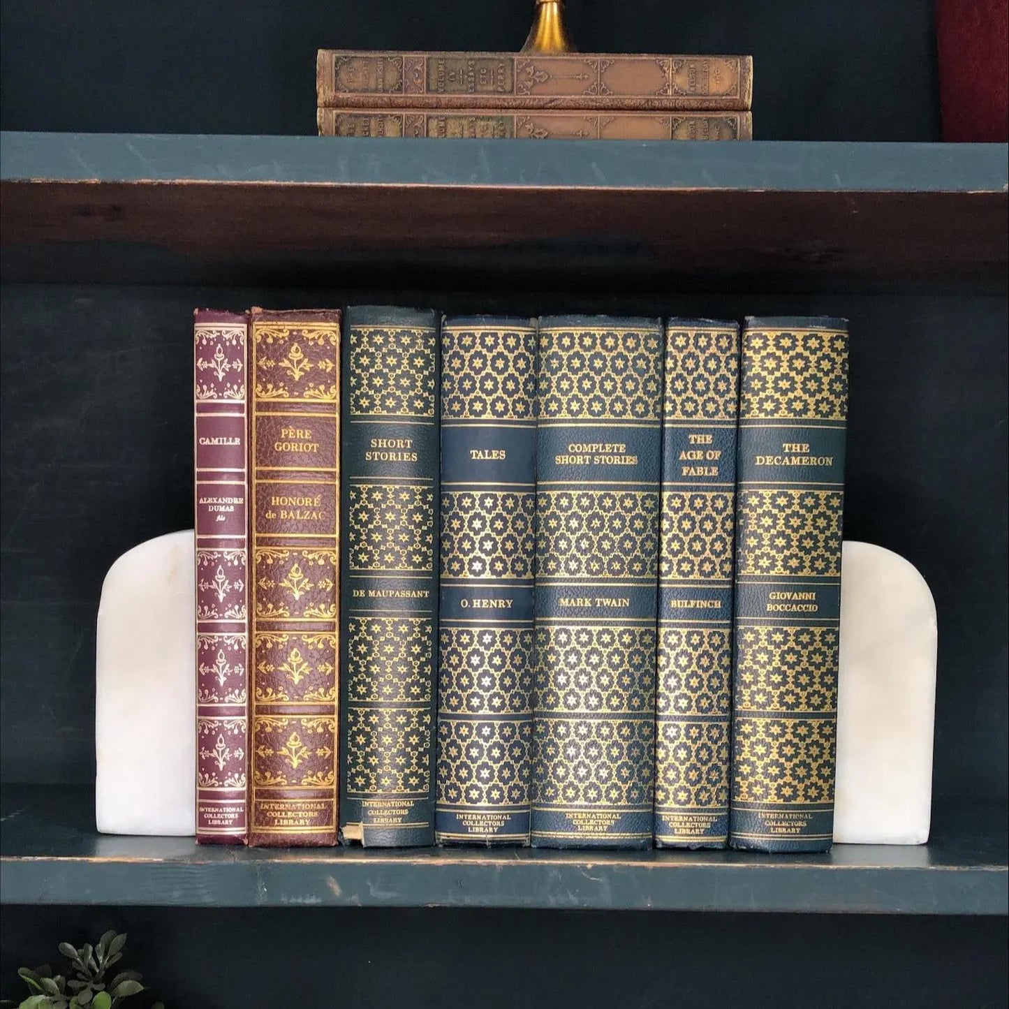Classic Books by the Foot: Literary Classics Book Bundle Burgundy Blue and Gold Manor Library Decor International Collections Library