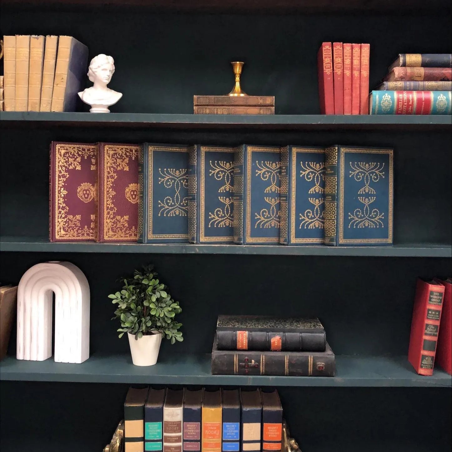 Classic Books by the Foot: Literary Classics Book Bundle Burgundy Blue and Gold Manor Library Decor International Collections Library