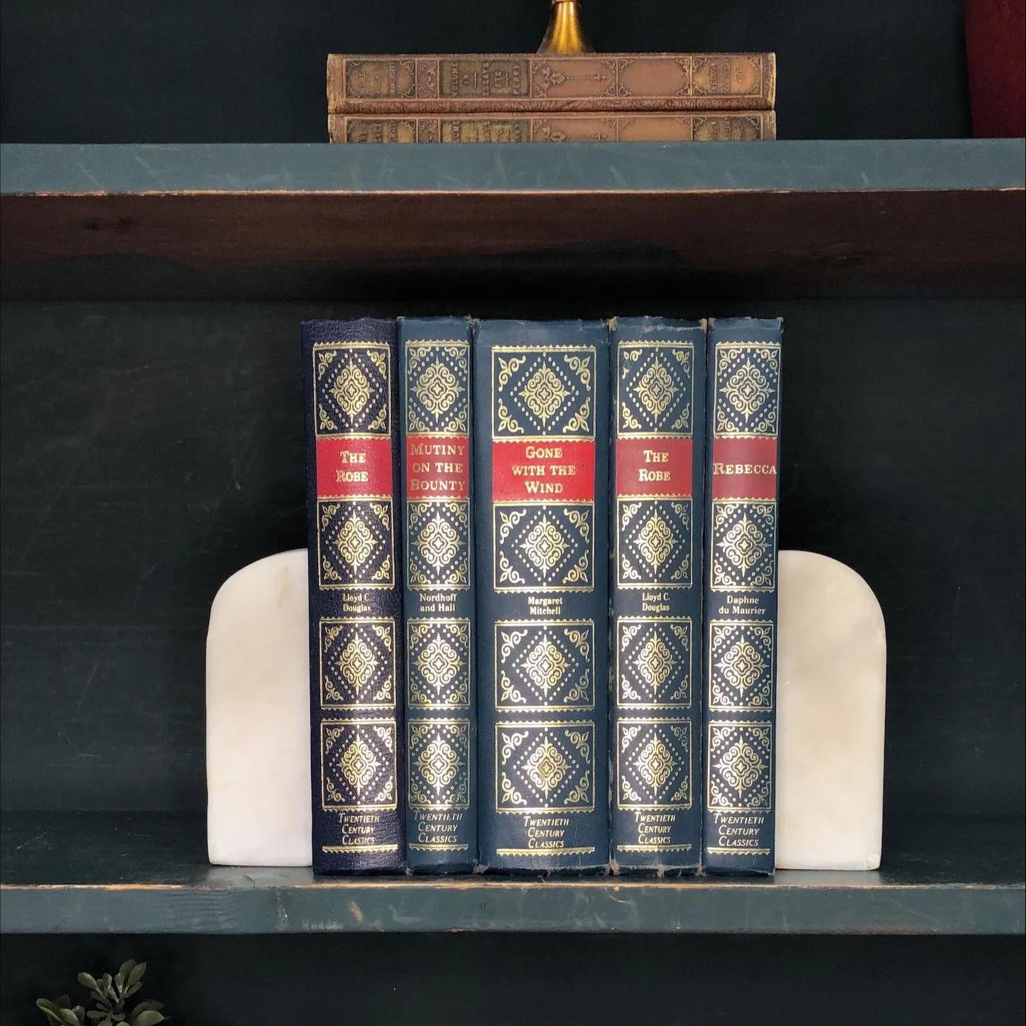 Classic Books by the Foot: Curated Vintage Classics Blue and Red Dark Academia Decor, Hardcover Display