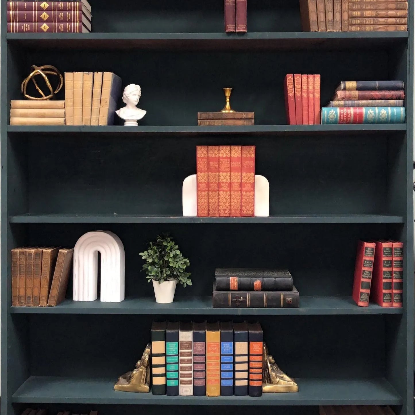 Classic Books by the Foot: Ornate Antique Red and Gold Robert Louis Stevenson Set, Display Hardcovers