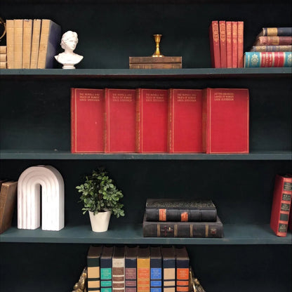 Classic Books by the Foot: Ornate Antique Red and Gold Robert Louis Stevenson Set, Display Hardcovers