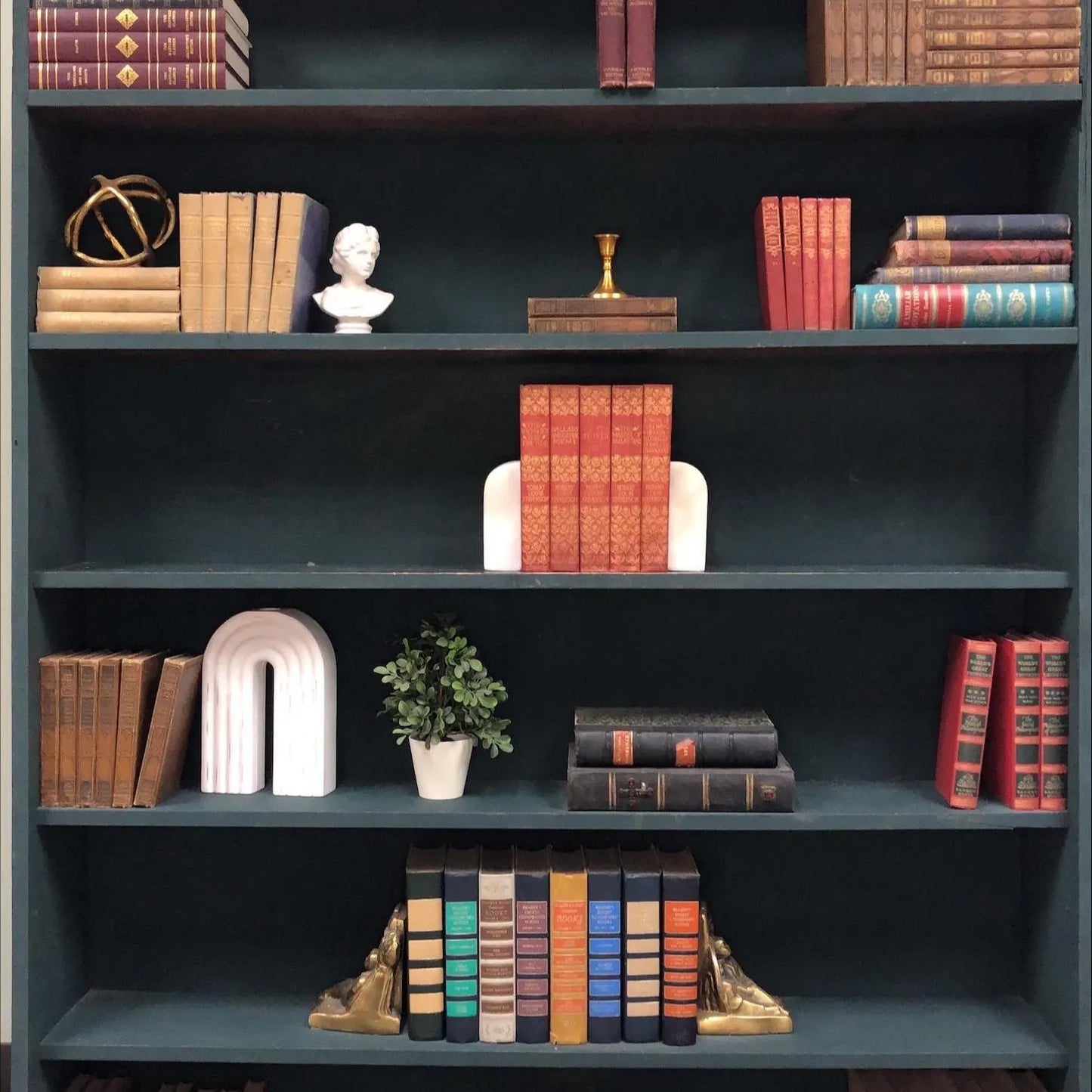 Classic Books by the Foot: Ornate Antique Red and Gold Robert Louis Stevenson Set, Display Hardcovers