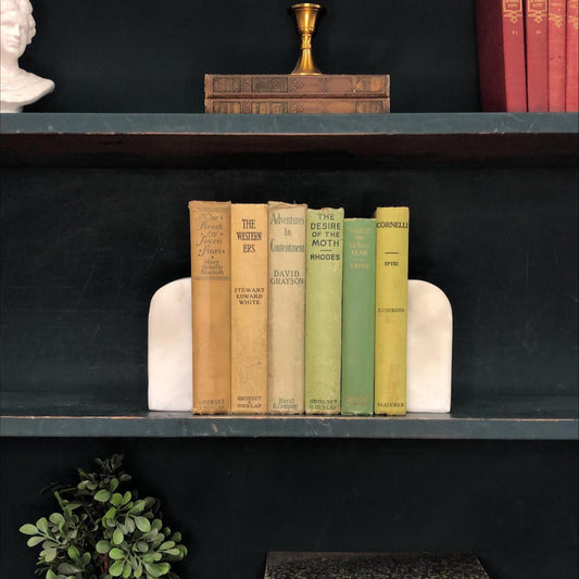 Classic Books by the Foot: Vintage Muted Greed Novel Book Bundle Sage Cottage Library Decor, Display Hardcovers set