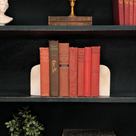 Classic Books by the Foot: Vintage Novel Book Bundle Red and Brown Library Shelf Decor, Display Hardcovers set