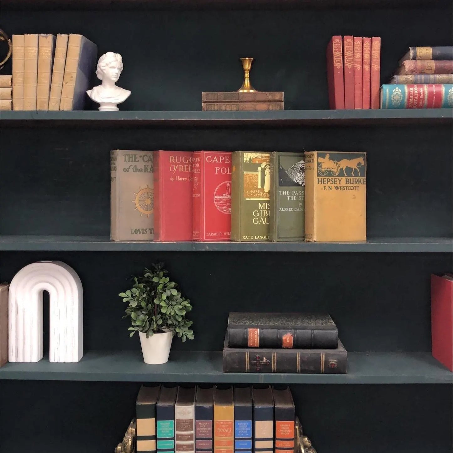 Classic Books by the Foot: Vintage Novel Book Set Rustic Cottage Library Decor, Hardcover Display