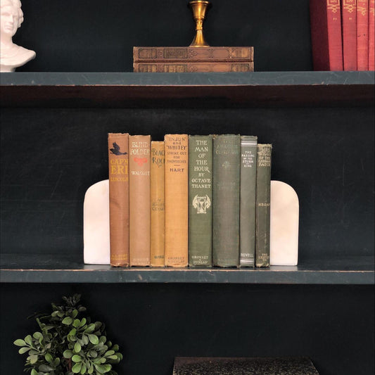 Classic Books by the Foot: Olive and Tabacco Vintage Novel Set Rustic Adirondack Hunting Lodge Decor, Hardcover Display