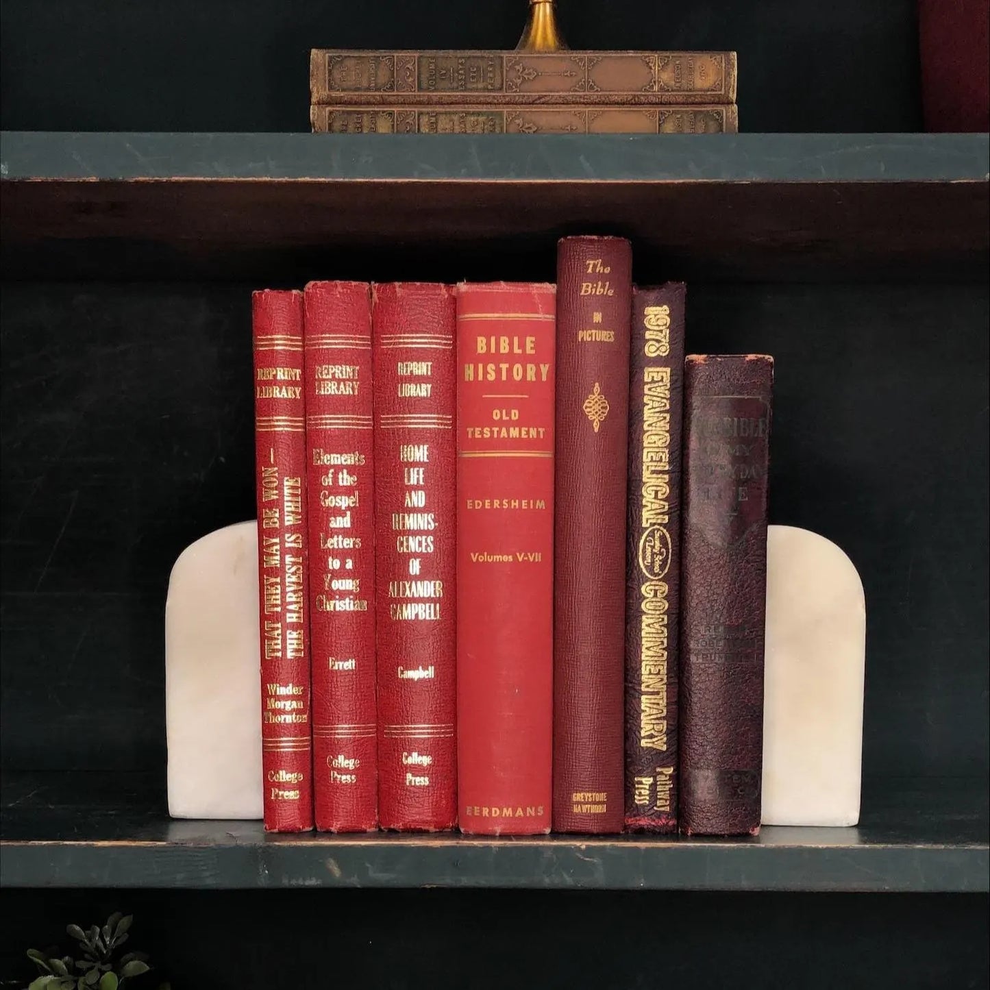 Classic Books by the Foot: Vintage Red Christian Book Bundle Theology Study Library Decor, Hardcover Display
