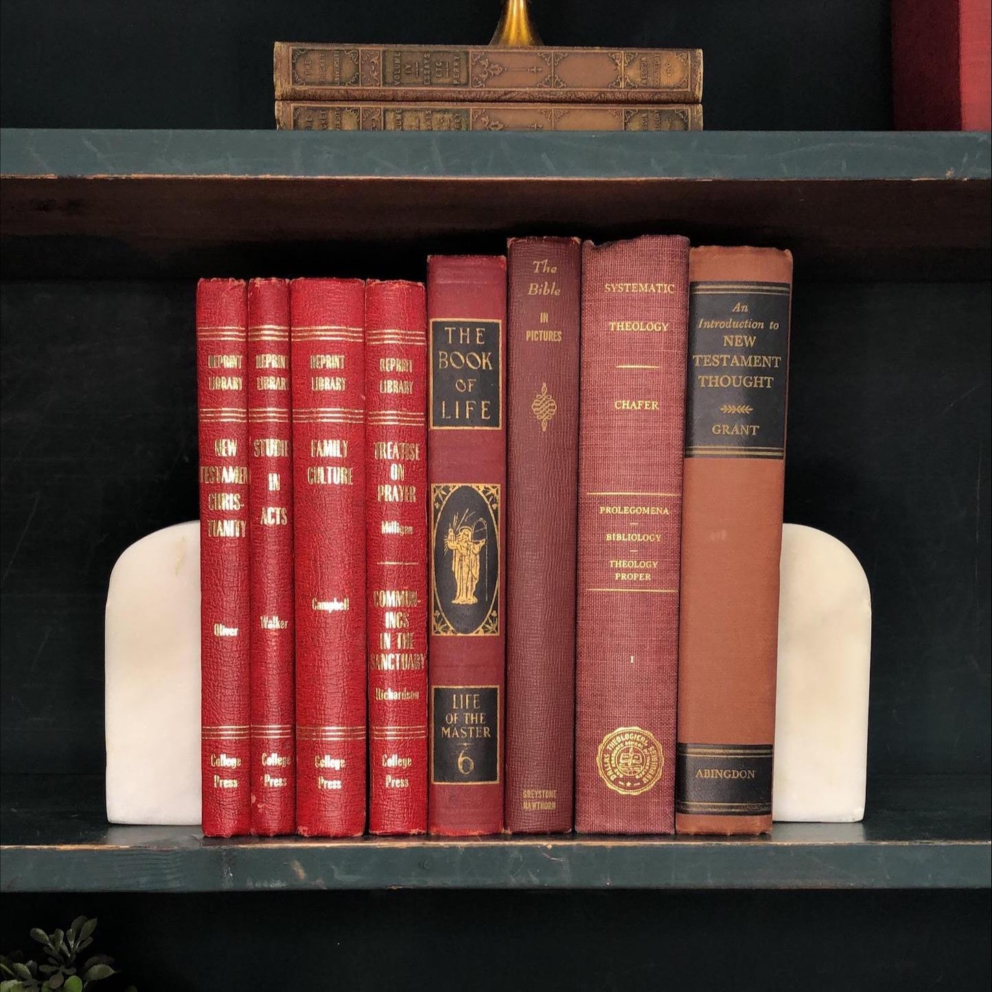 Classic Books by the Foot: Vintage Red Christian Theology Book Bundle Old Pastor Study Library Decor, Hardcover Display