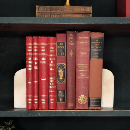 Classic Books by the Foot: Vintage Red Christian Theology Book Bundle Old Pastor Study Library Decor, Hardcover Display