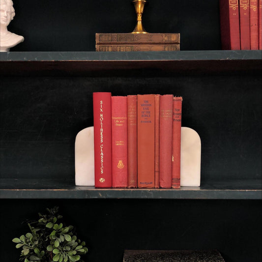 Classic Books by the Foot: Vintage Red Christian Book Set Bible Study Decor, Hardcover Display