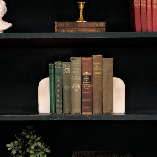 Classic Books by the Foot: Vintage Novel Set Moody Green and Brown Library Decor, Hardcover Display