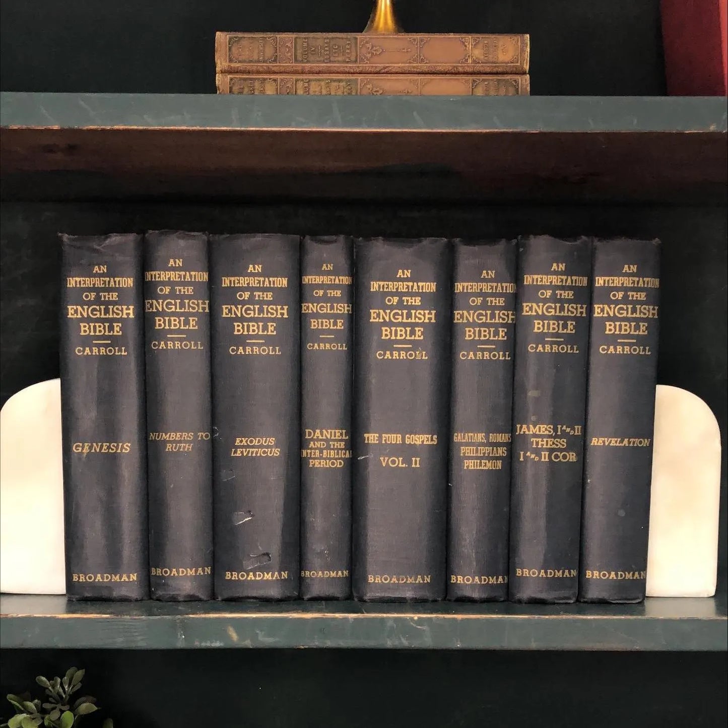 Classic Books by the Foot: Antique Bible Commentary Set B.H Carroll Christian Library Decor, Display Hardcovers