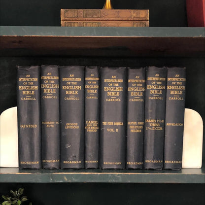 Classic Books by the Foot: Antique Bible Commentary Set B.H Carroll Christian Library Decor, Display Hardcovers