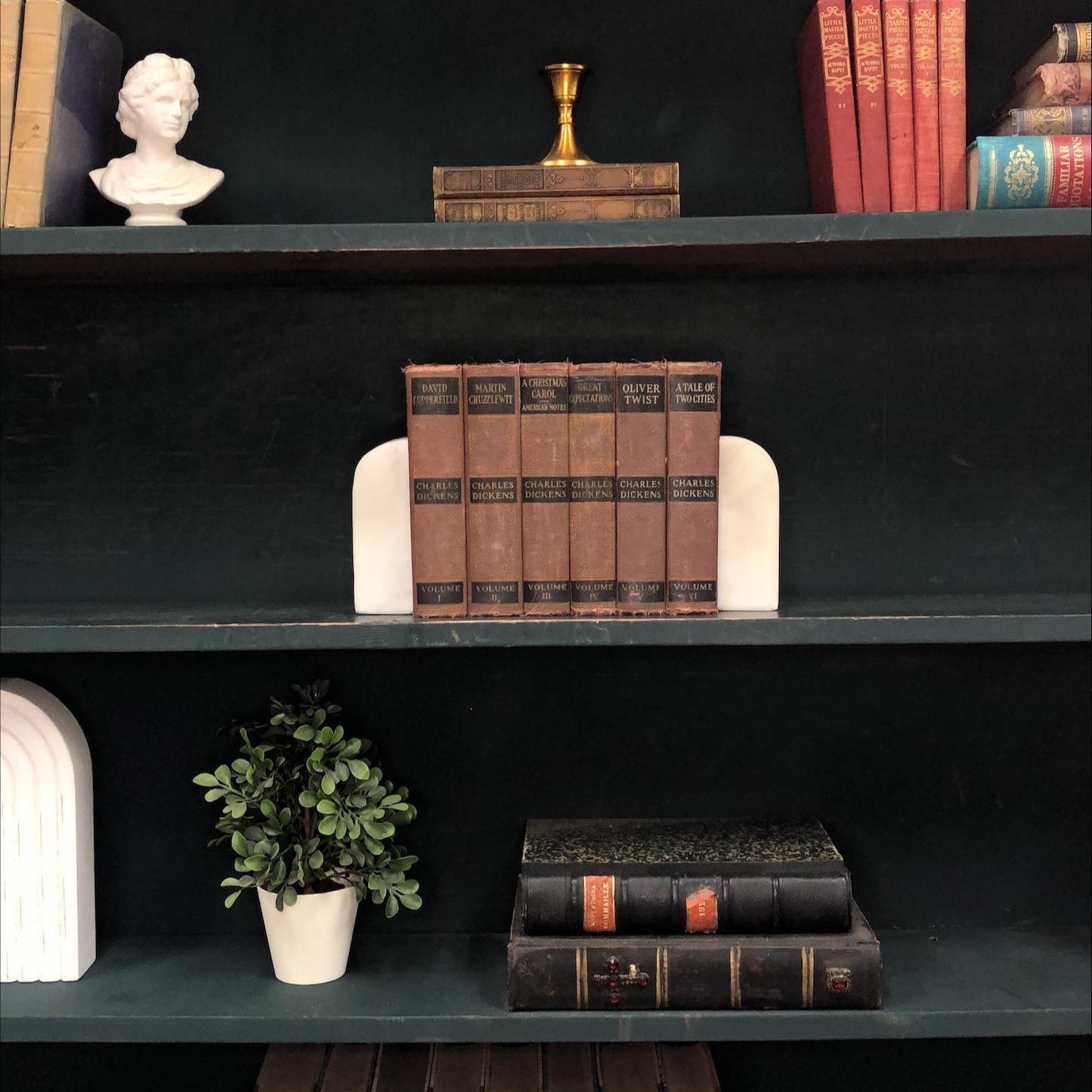 Classic Books by the Foot: Charels Dickens Antique Classic Library Decor, Display Hardcovers