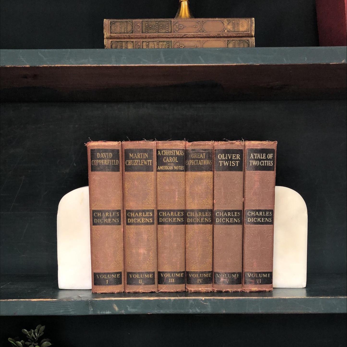 Classic Books by the Foot: Charels Dickens Antique Classic Library Decor, Display Hardcovers