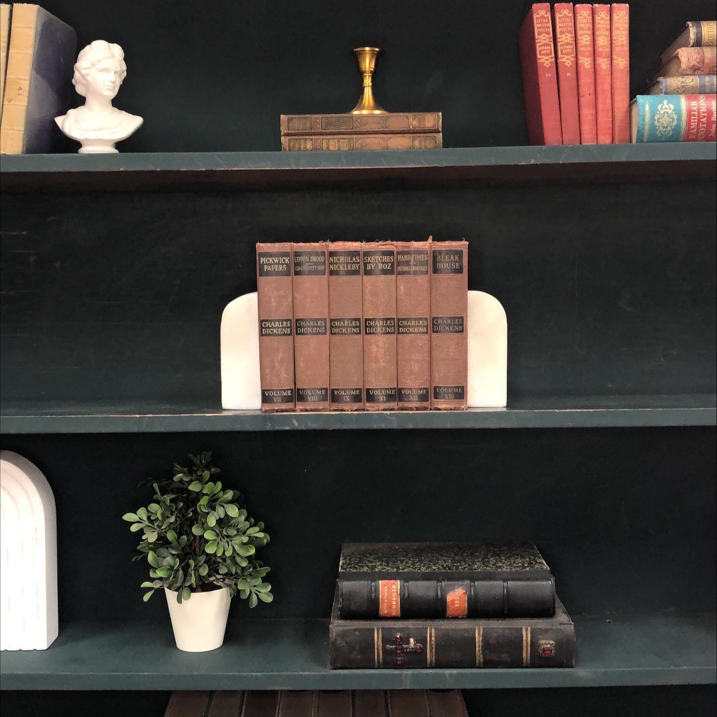 Classic Books by the Foot: Charels Dickens Antique Classic Library Decor, Display Hardcovers