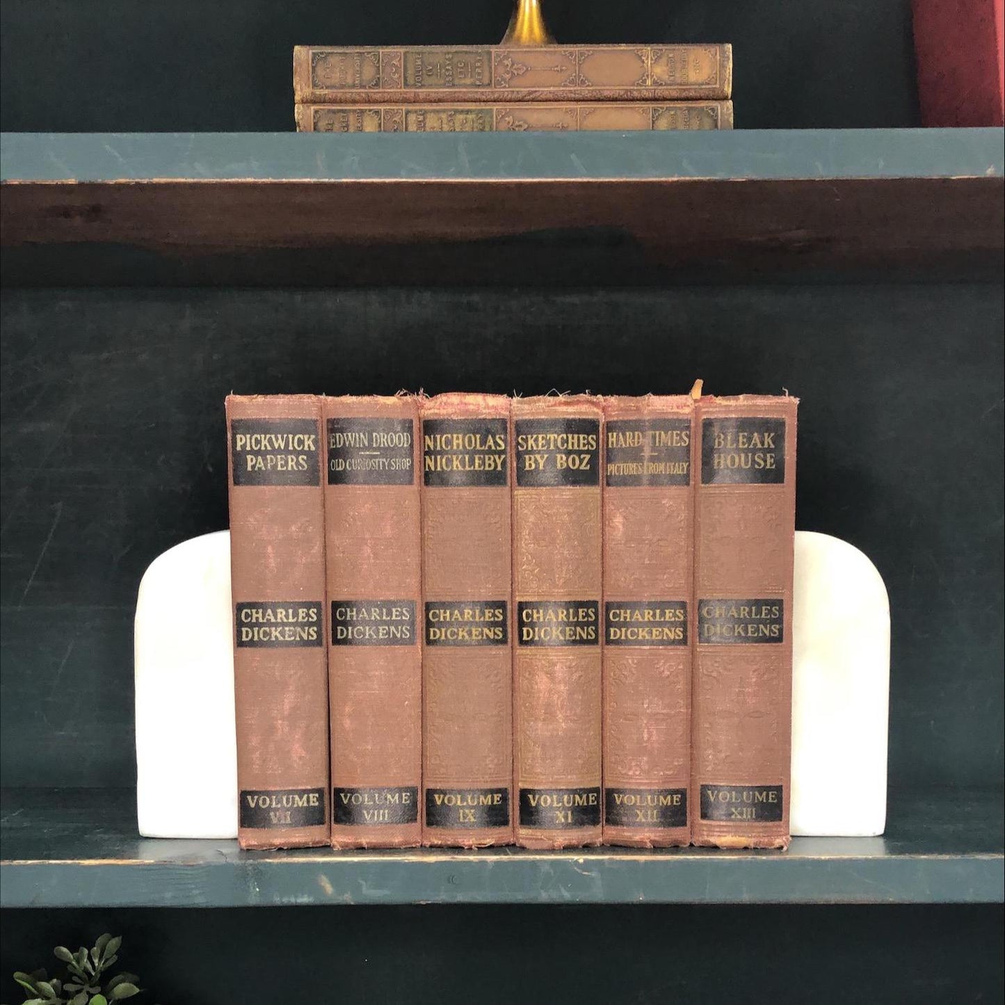 Classic Books by the Foot: Charels Dickens Antique Classic Library Decor, Display Hardcovers