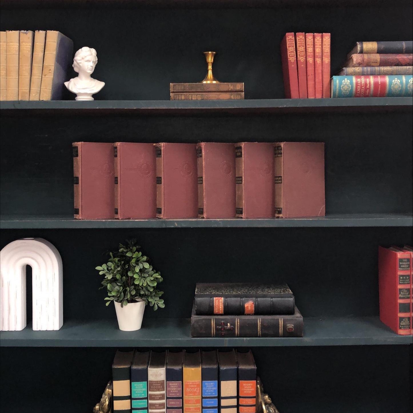 Classic Books by the Foot: Charels Dickens Antique Classic Library Decor, Display Hardcovers