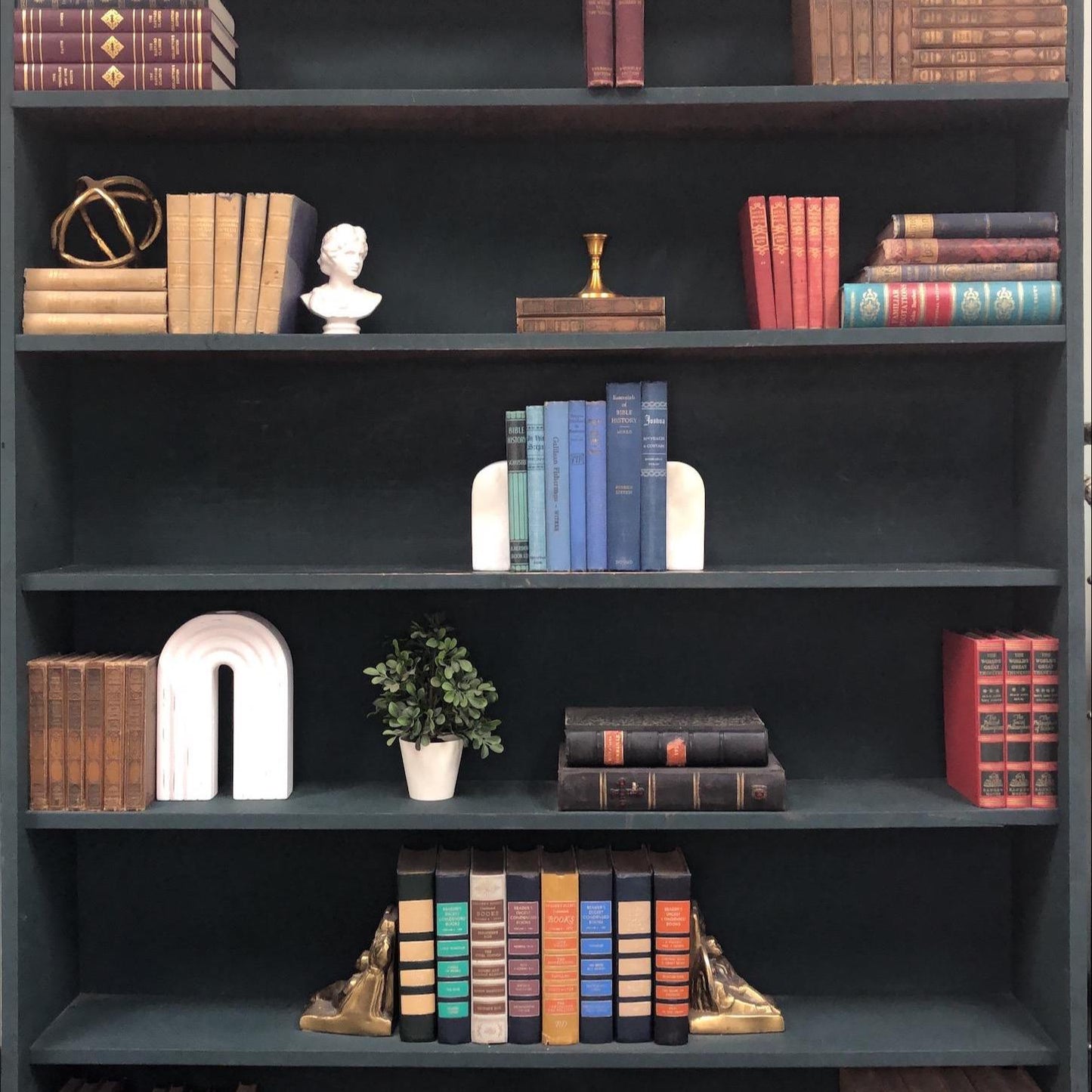 Classic Books by the Foot: Vintage Blue Theology Books Christian Library Decor, Display Hardcovers