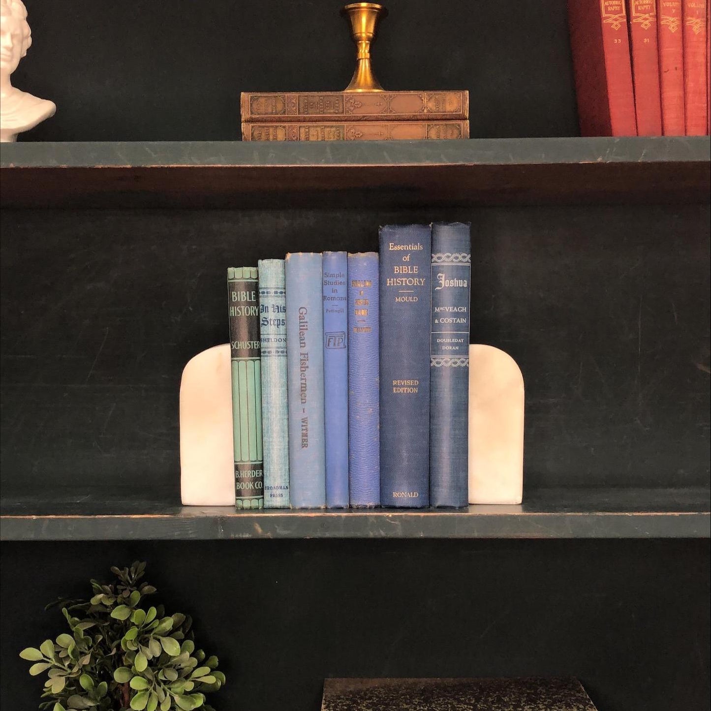 Classic Books by the Foot: Vintage Blue Theology Books Christian Library Decor, Display Hardcovers
