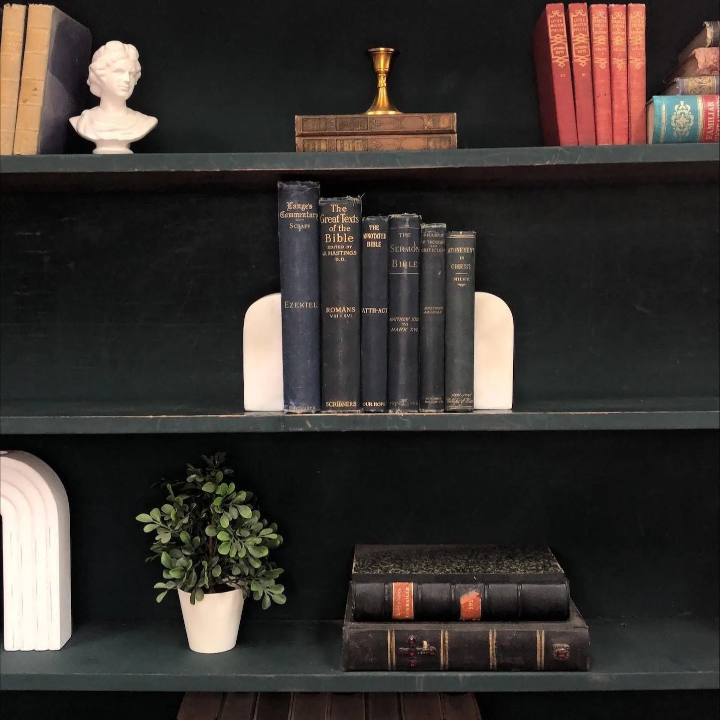 Classic Books by the Foot: Blue Antique Christian Theology Books Pastor Library Decor, Display Hardcover