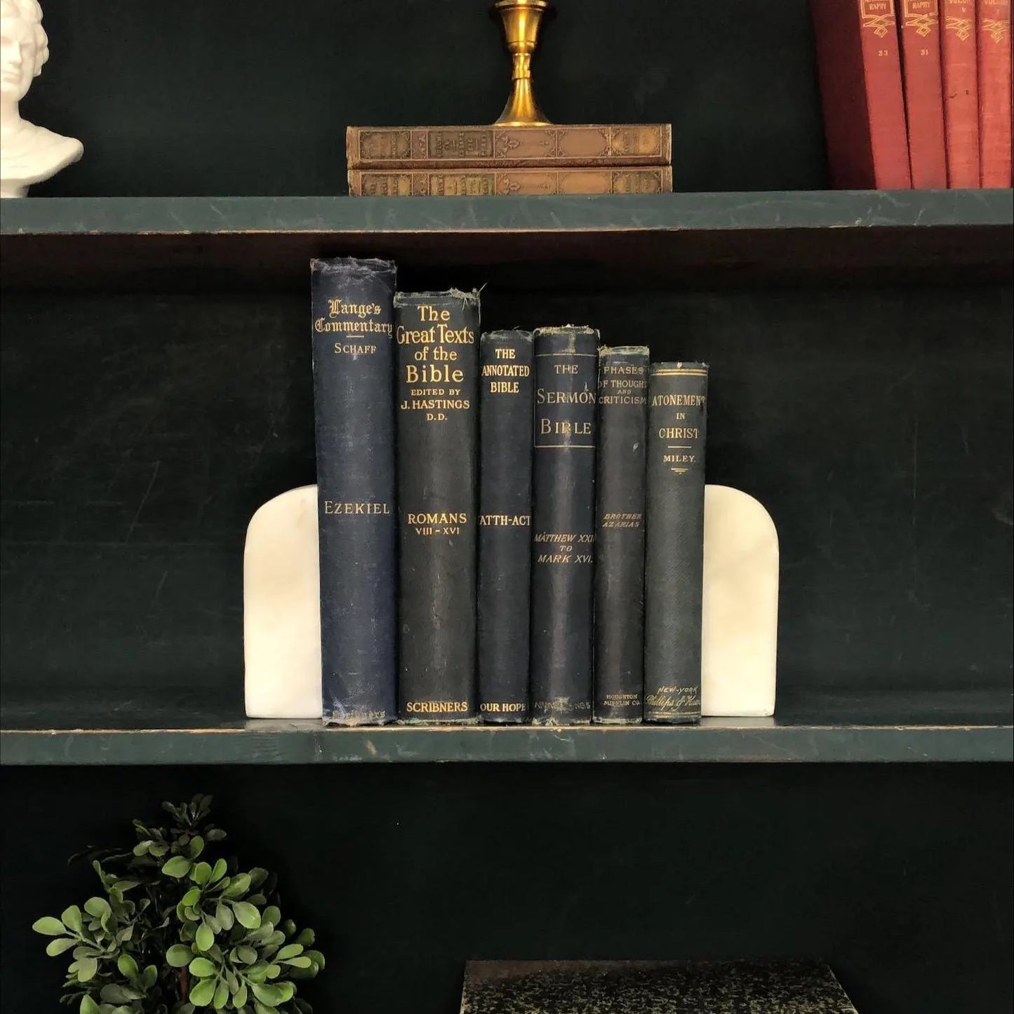 Classic Books by the Foot: Blue Antique Christian Theology Books Pastor Library Decor, Display Hardcover