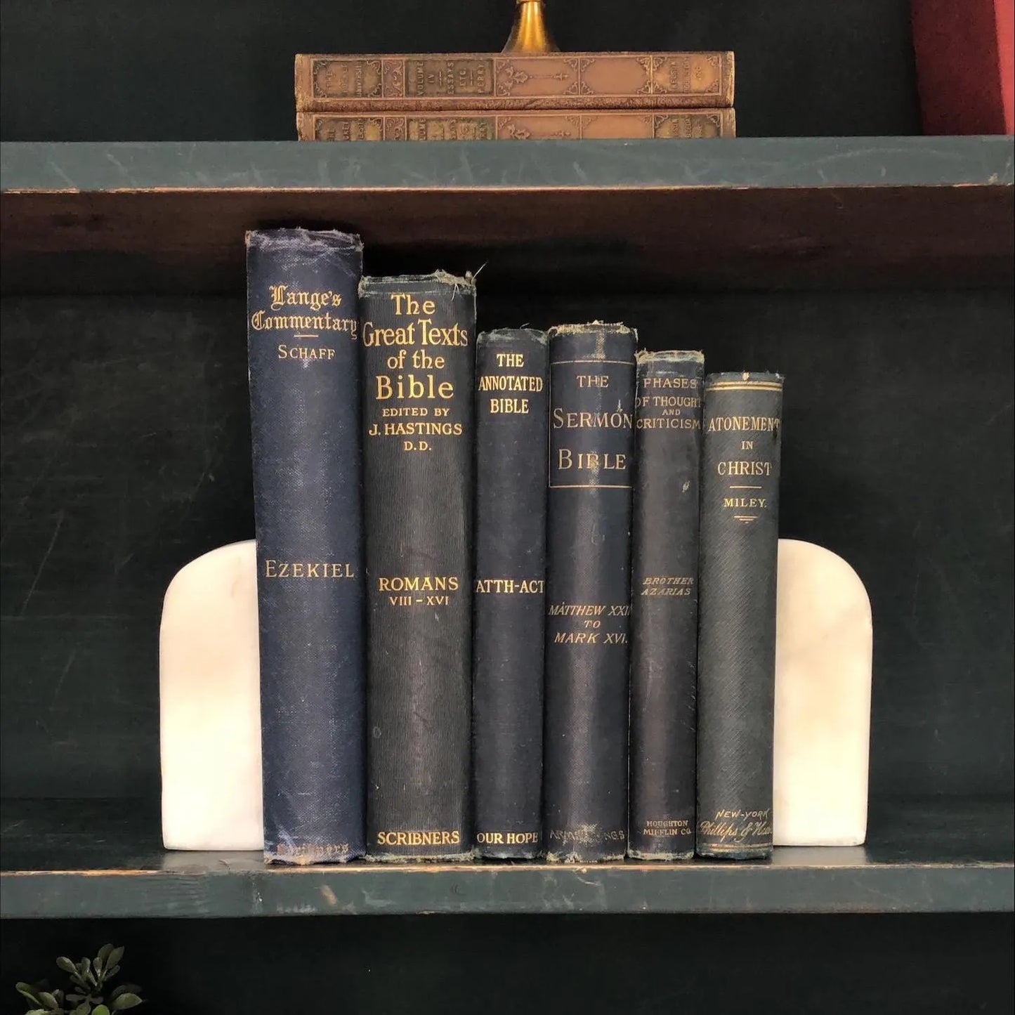 Classic Books by the Foot: Blue Antique Christian Theology Books Pastor Library Decor, Display Hardcover