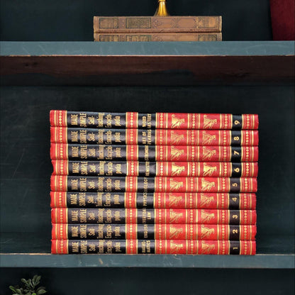 Classic Books by the Foot: Vintage Red Self-Teaching Encyclopedia Decorative Set, Display Hardcover