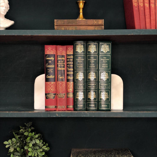 Classic Books by the Foot: Vintage Red and Green Bible Commentary and Interlinear Set Christian Library Decor, Display Hardcover