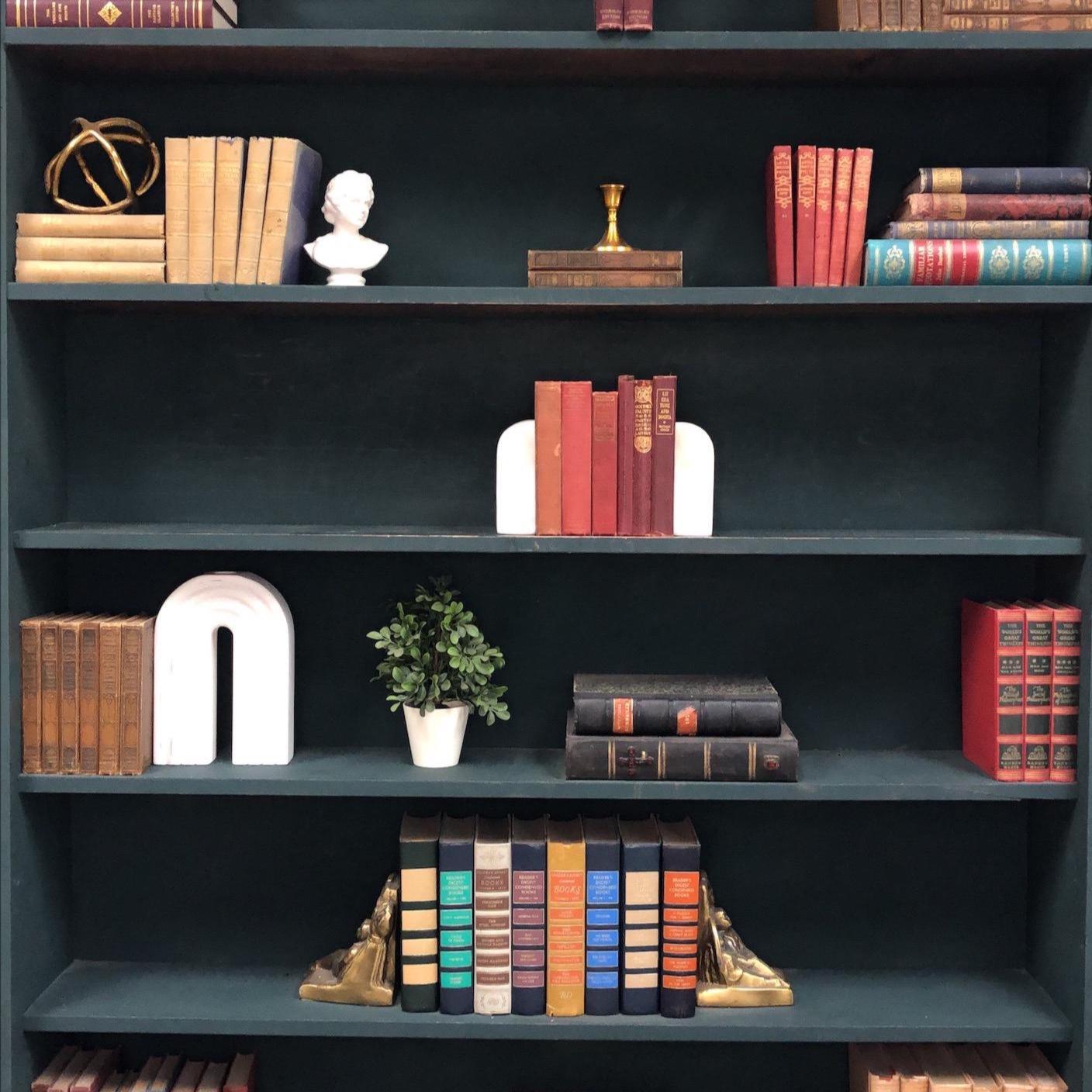 Classic Books by the Foot: Antique Pocket-Sized Classics Bundle Burgundy Crimson European Study Decor, Display Hardcovers