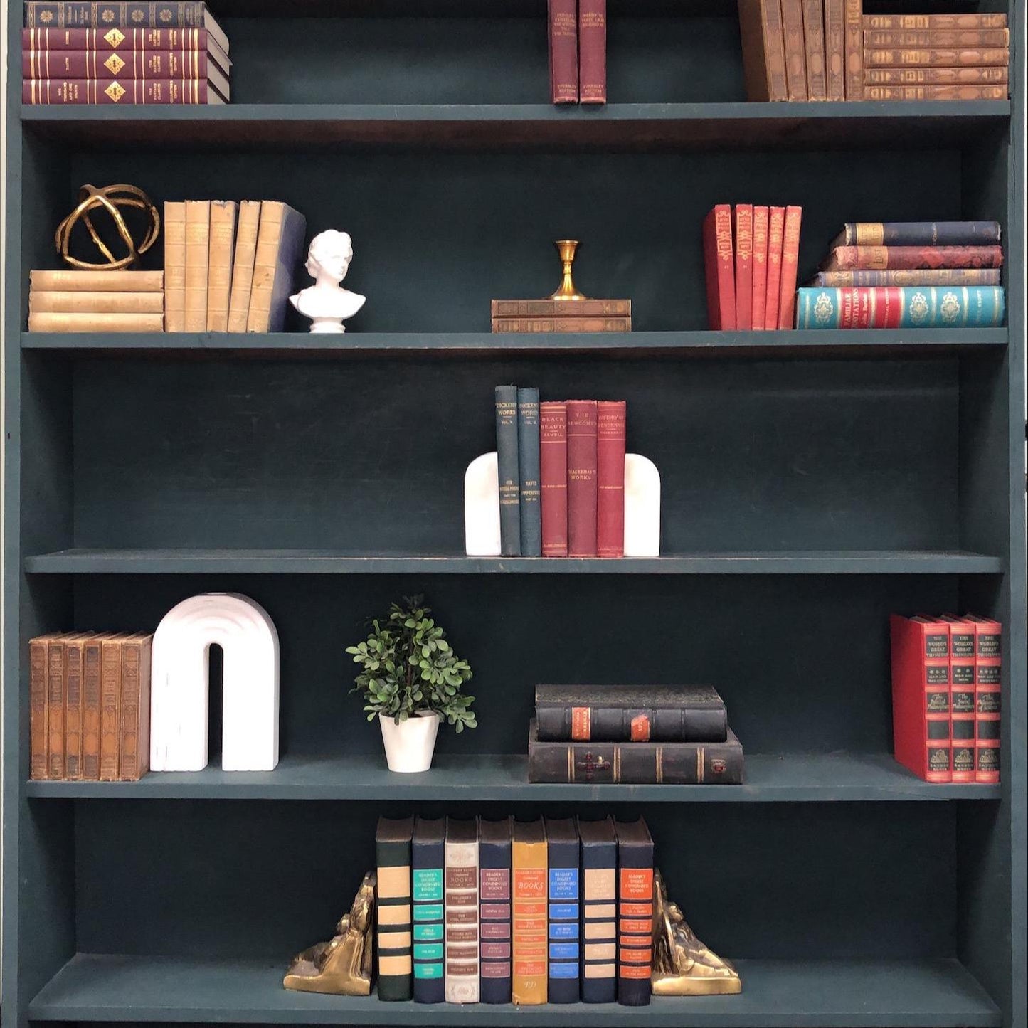 Classic Books by the Foot: Antique Victorian Gentleman's Classic Book Library Bundle, Display Hardcovers set