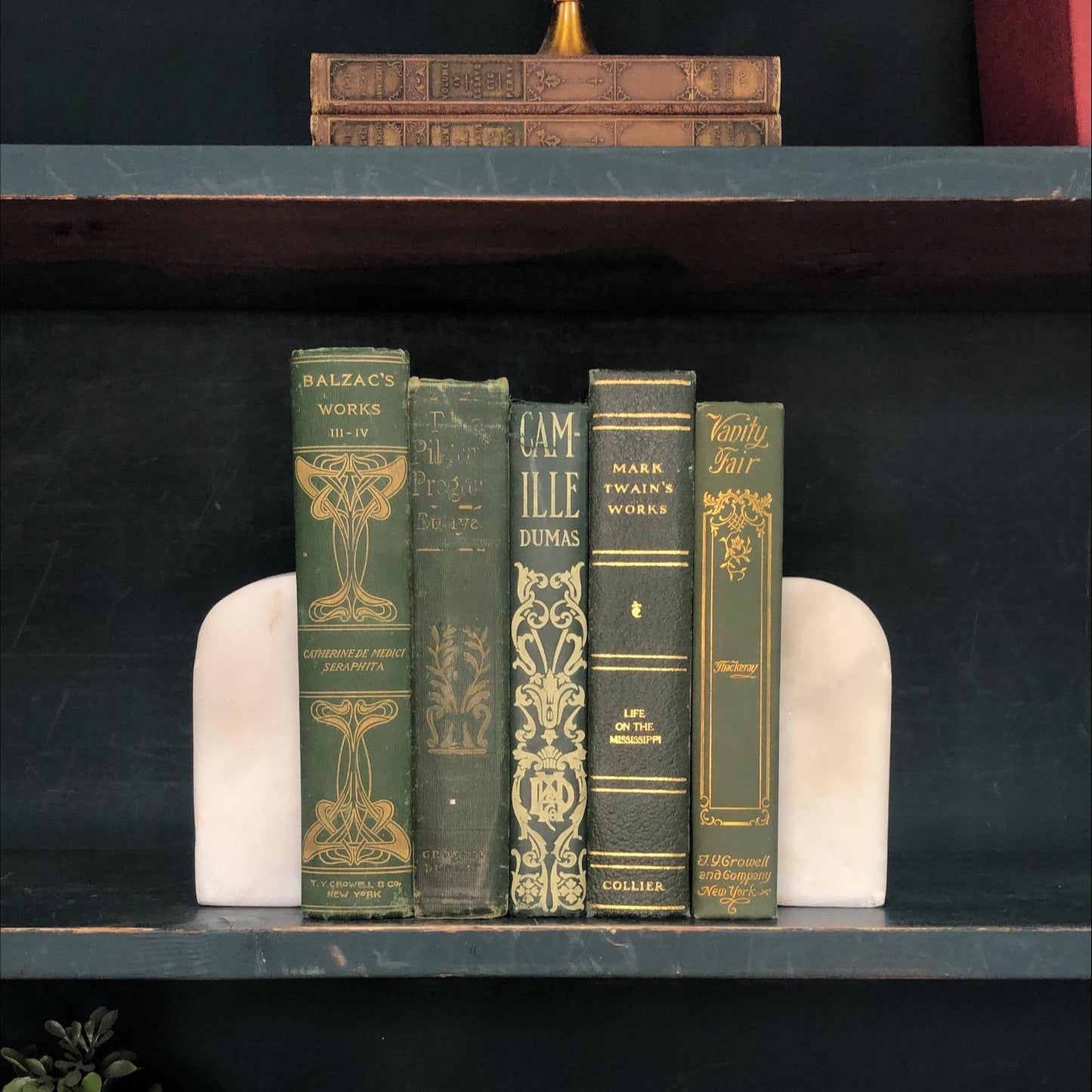 Classic Books by the Foot: Victorian Green Classic Book Bundle French and English Library Decor, Display Hardcovers set