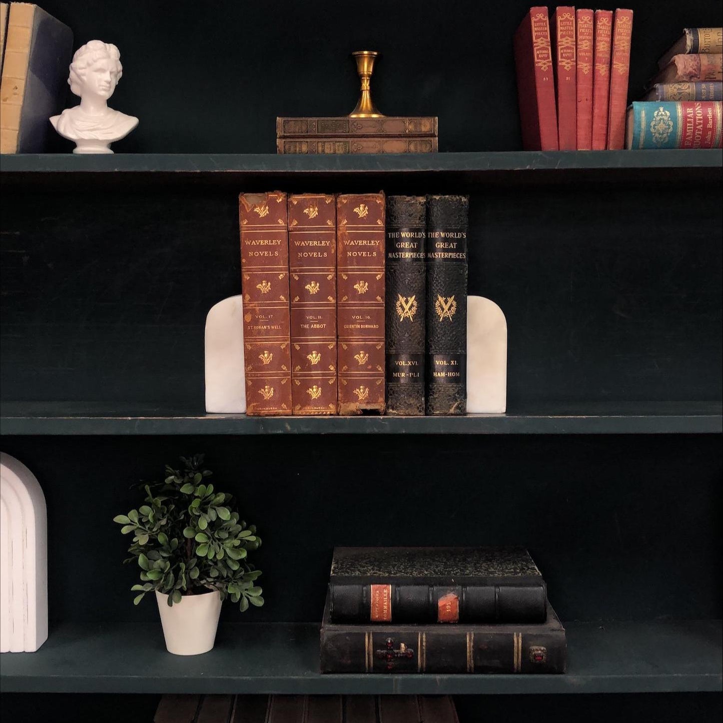 Classic Books by the Foot: Antique Scottish Study Library Decor Waverly Novels World Masterpieces Set, Display Hardcovers set
