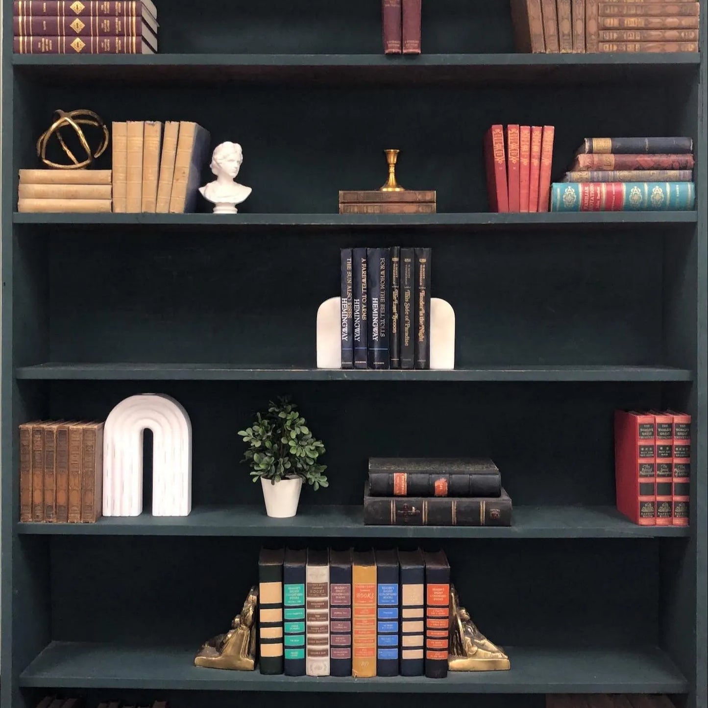 Classic Books by the Foot: Vintage Hemingway and Fitzgerald Moody Classic American Decor Bundle, Display Hardcovers set
