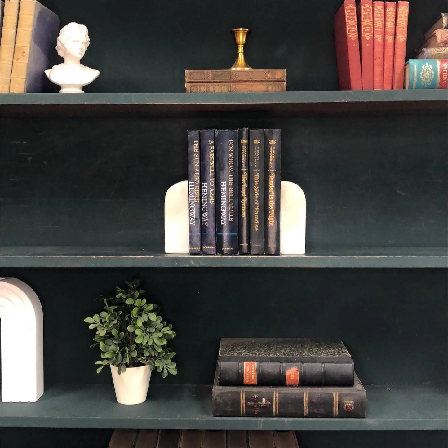 Classic Books by the Foot: Vintage Hemingway and Fitzgerald Moody Classic American Decor Bundle, Display Hardcovers set